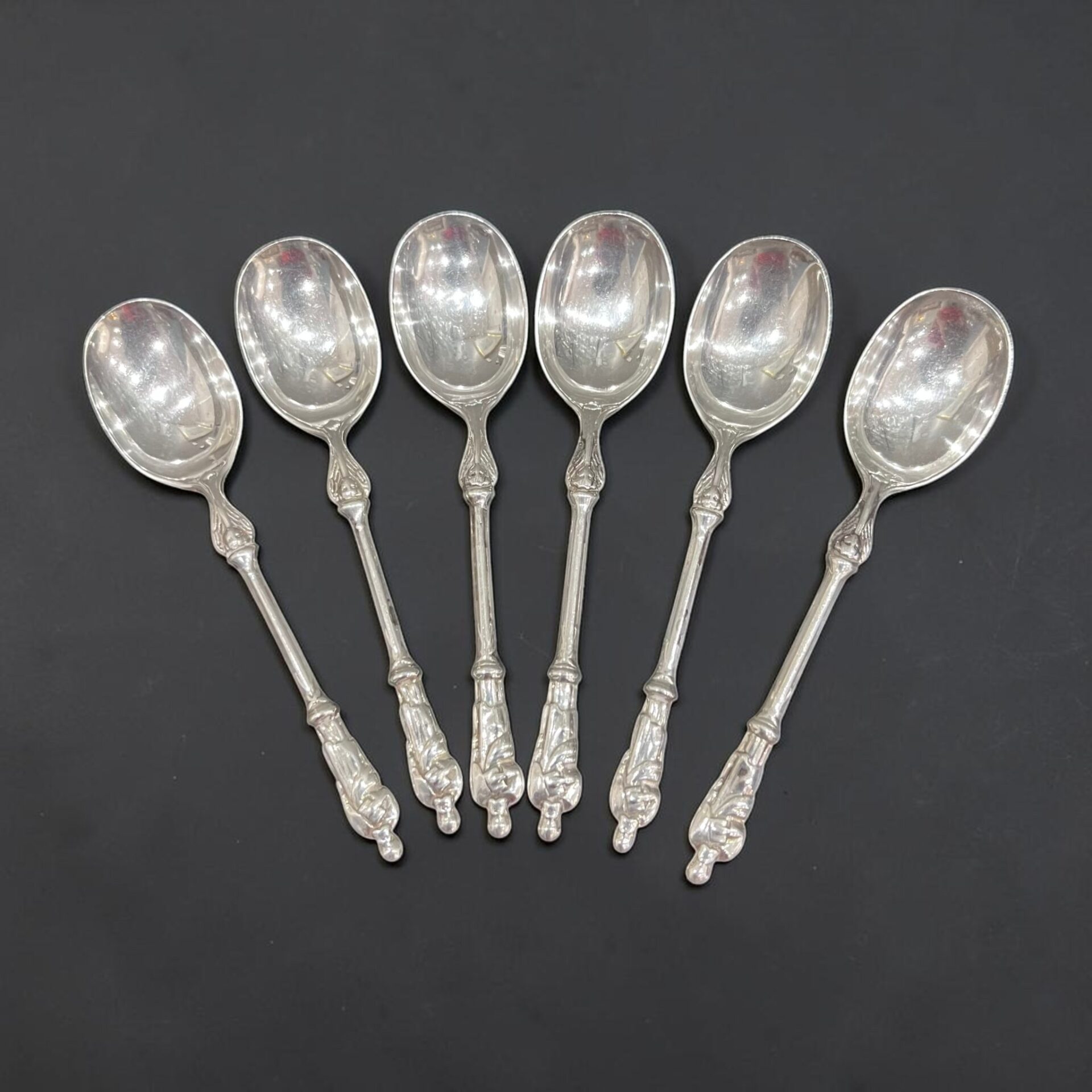 Six Apostle silver teaspoons, Sheffield 1887 by Henry Atkin