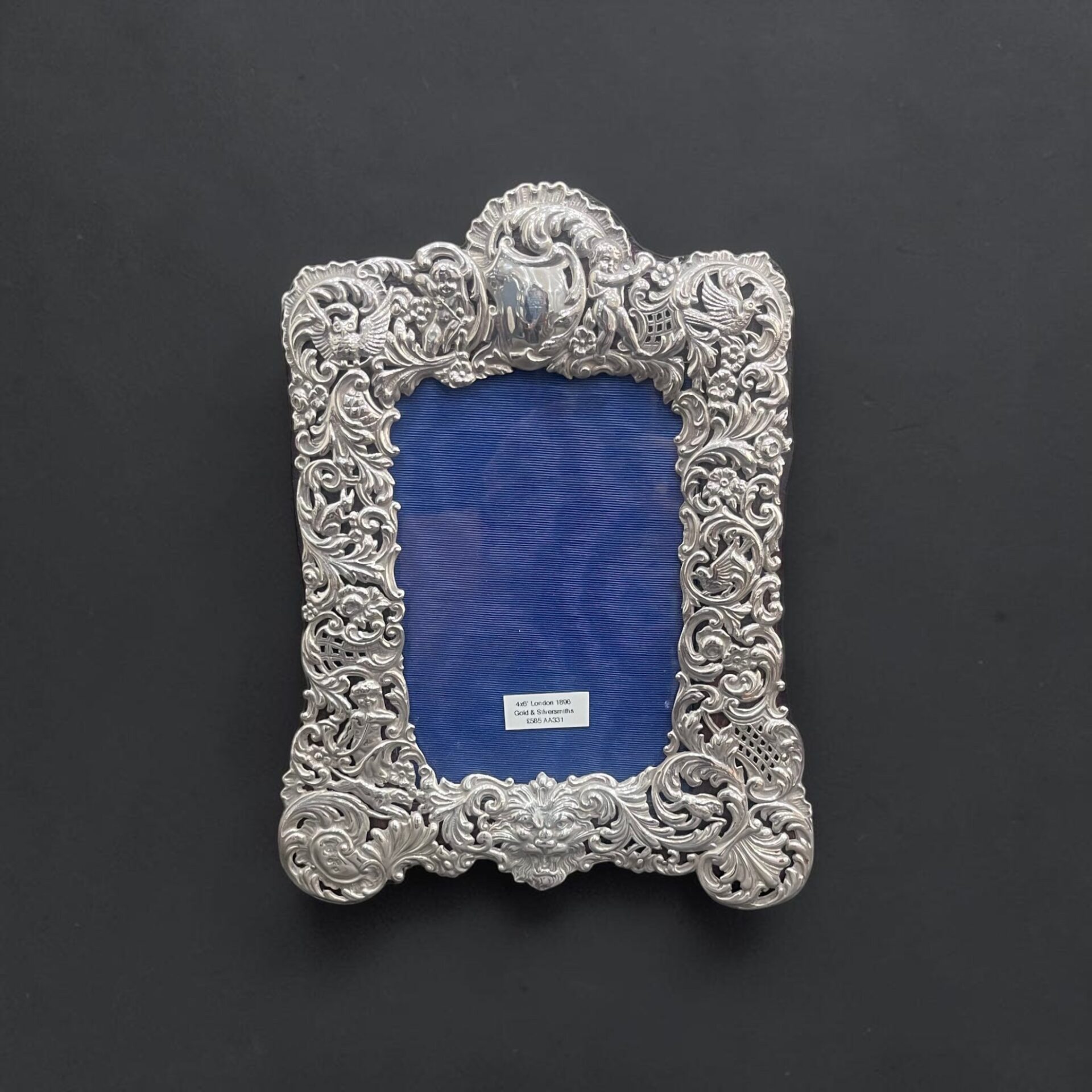 4x6" Ornate silver frame, London 1896 by Goldsmiths & Silversmiths