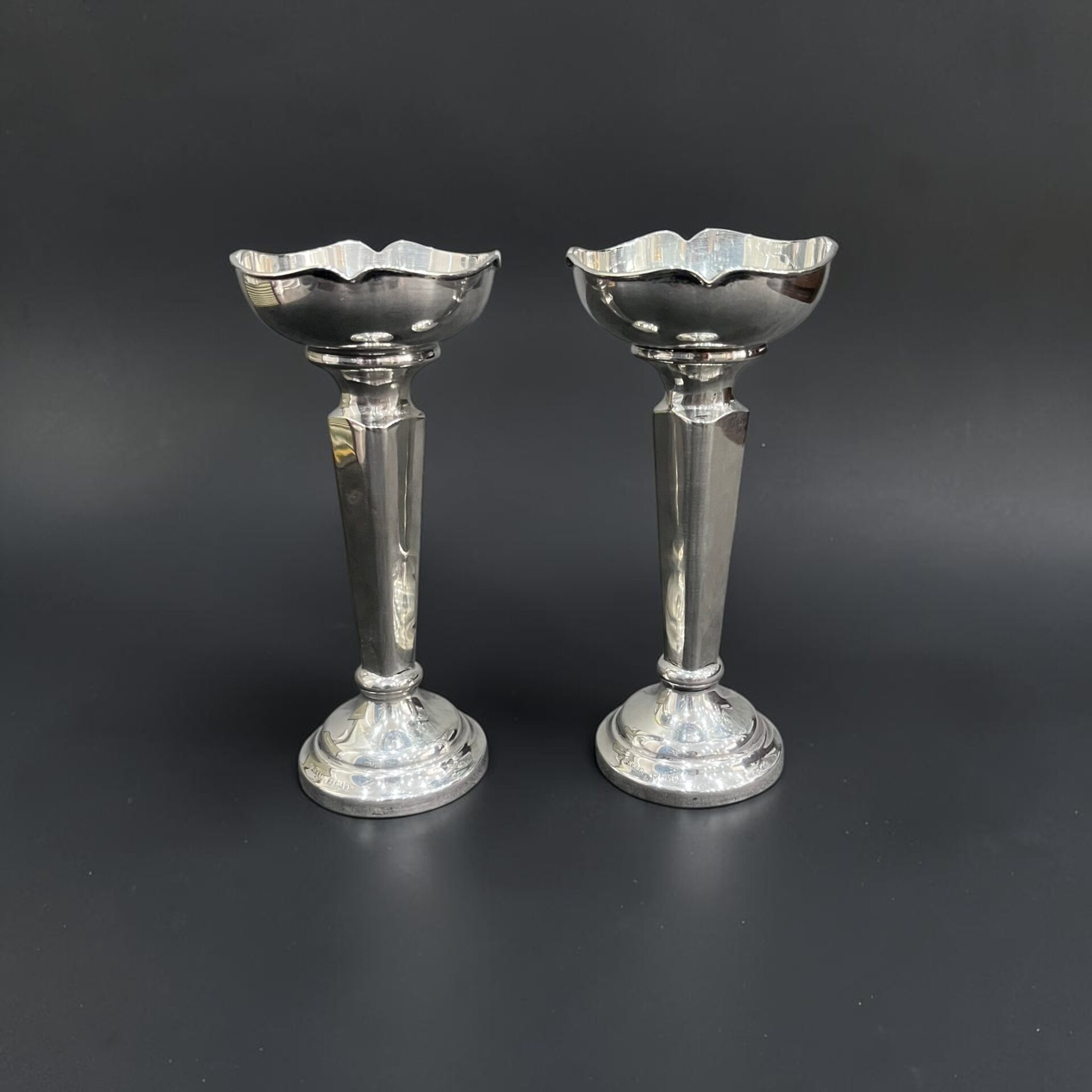 Pair of silver bud vases, Birmingham 1948 by Fred H Adams & Holman