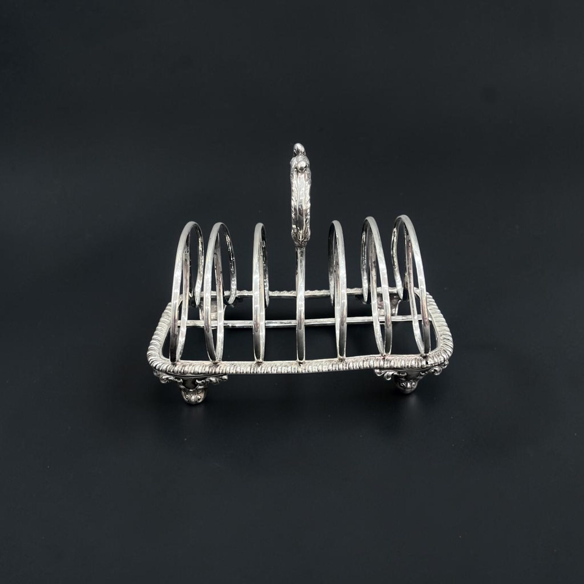 Silver toast rack, London 1835 by Charles Reily & George Storer