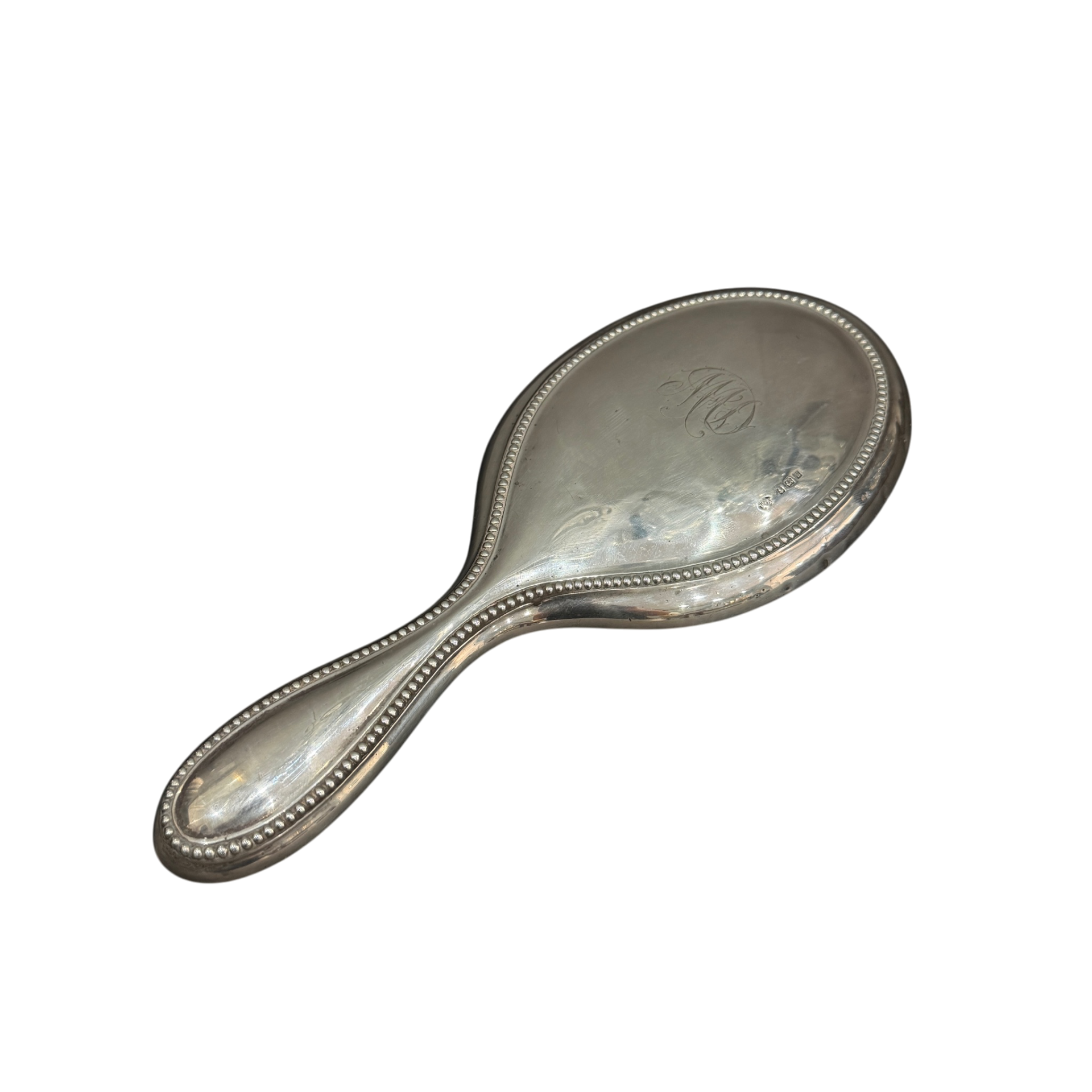 Silver oval hand mirror, Birmingham 1907 by William Adams