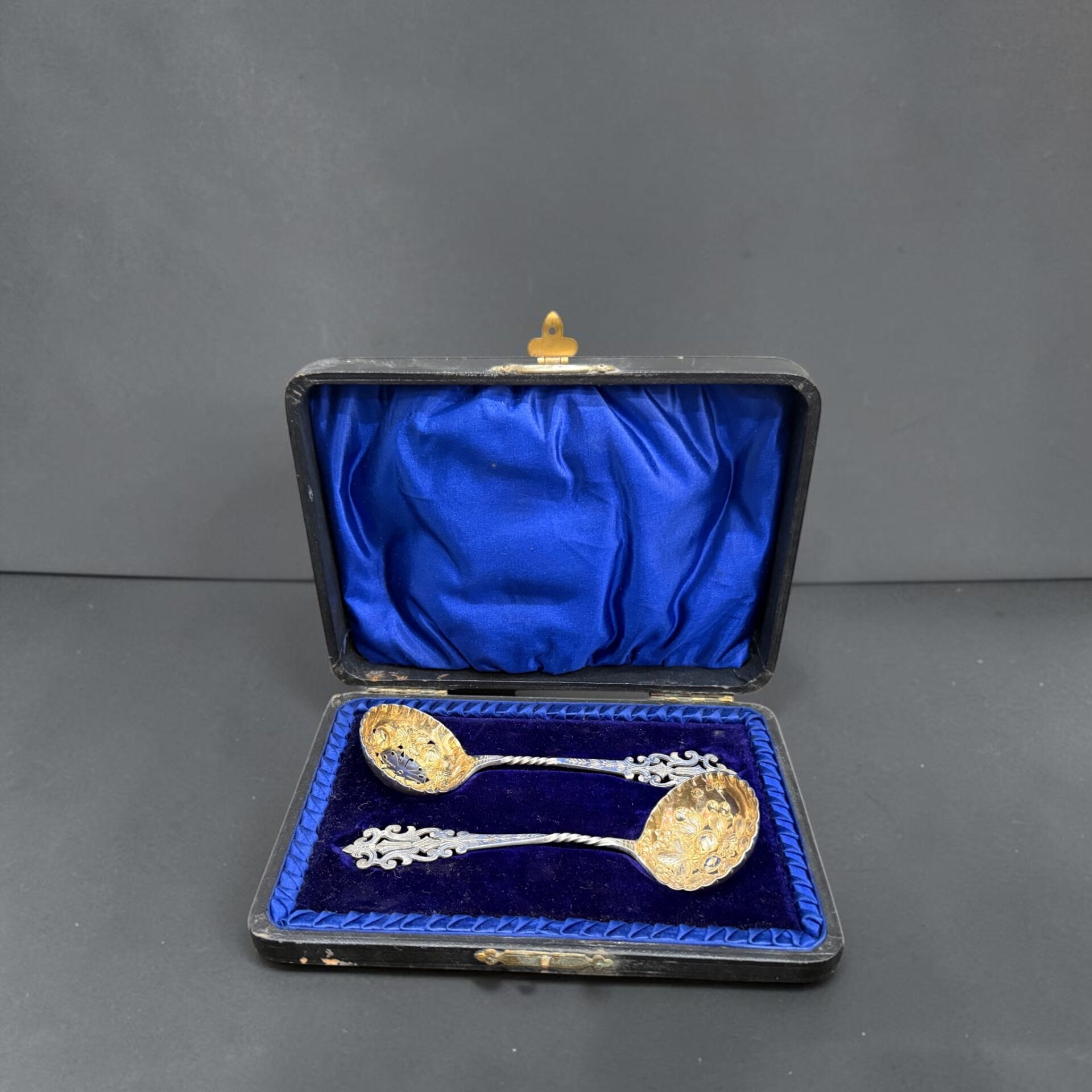 Silver gilt sugar spoon & sifter, Chester 1901 by William Aitken