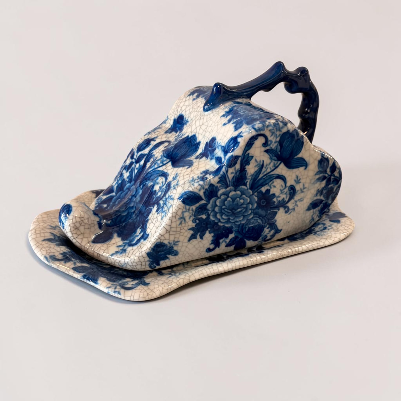 Victorian transferware cheese dish