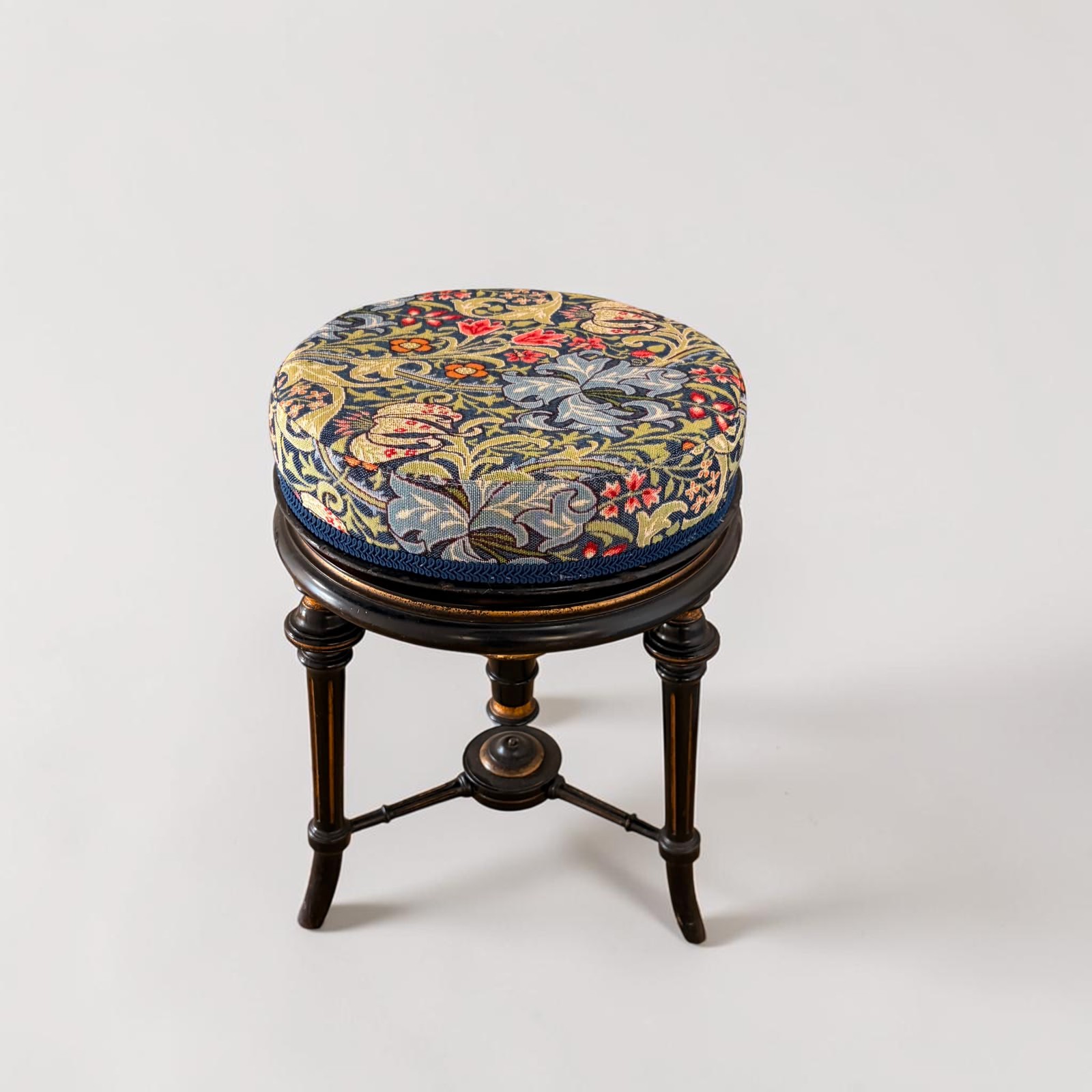 Aesthetic movement ebonised & gilt piano stool circa 1880