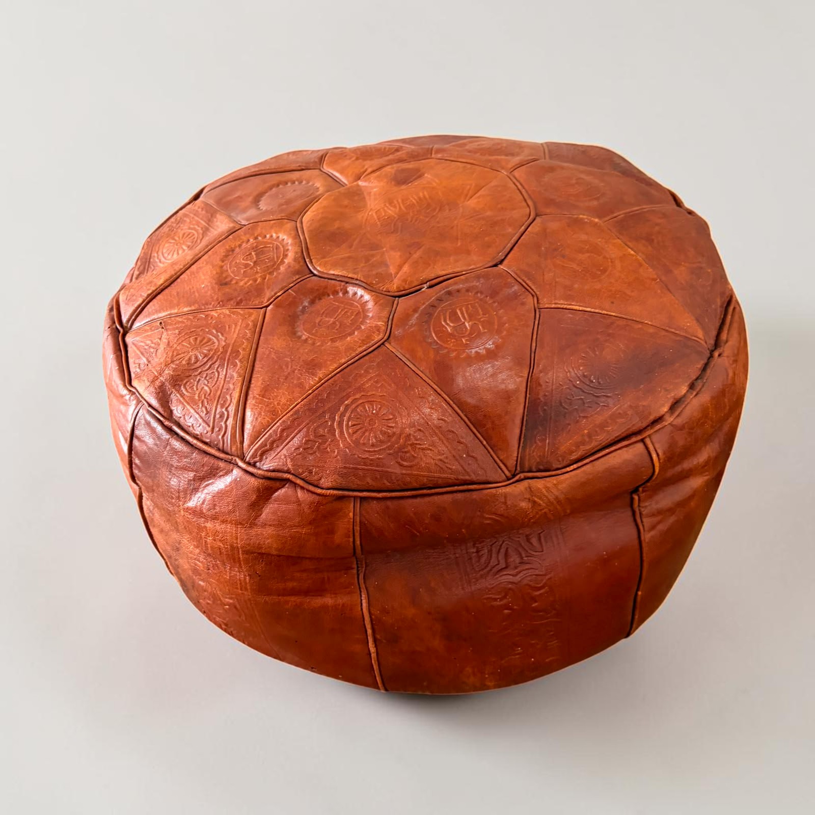 Vintage leather pouffe