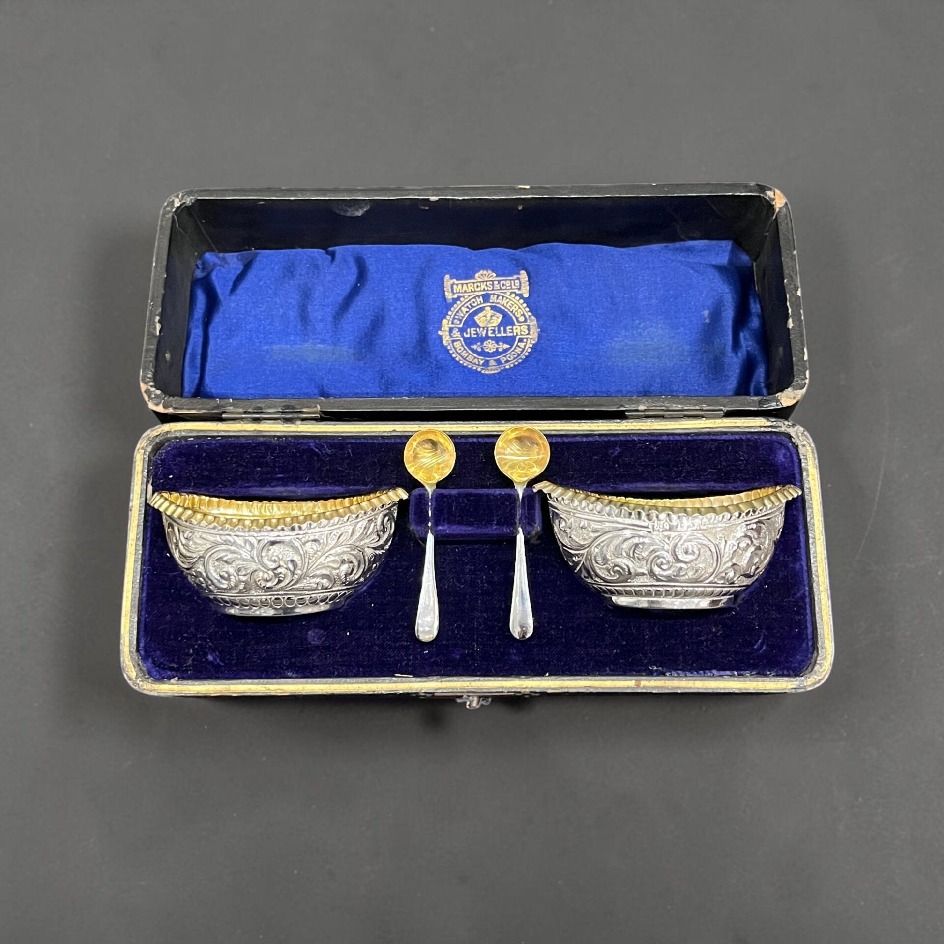 Silver & gilt salts, Birmingham 1905 by Robert Pringle & Sons