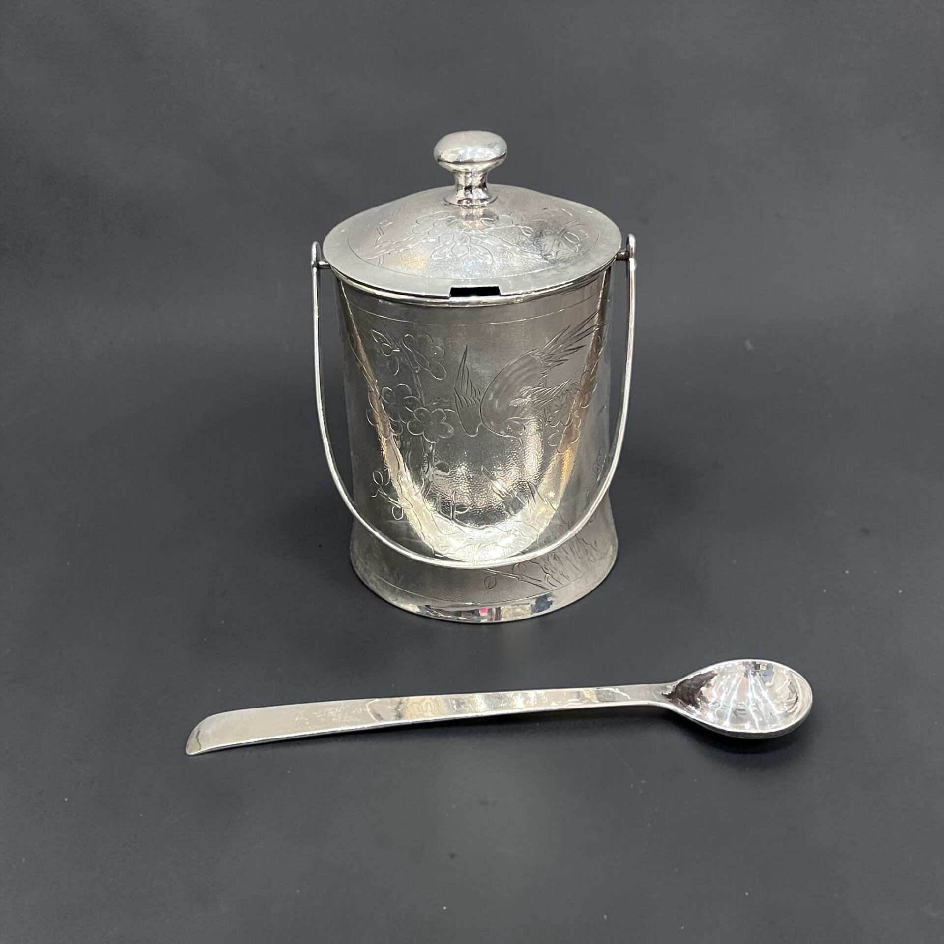 Silver Chinese condiment jar, Canton circa 1920s