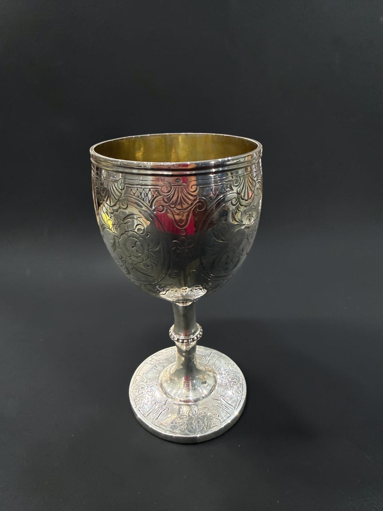 Silver goblet with gilt interior, London 1860 by H J Lias & Son