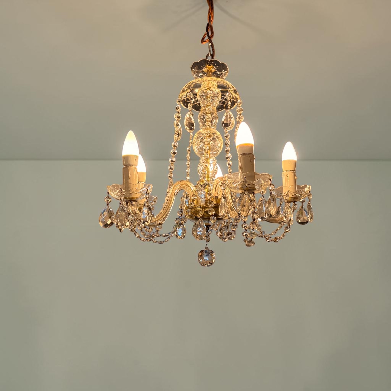 Mid-Century Crystal Chandelier